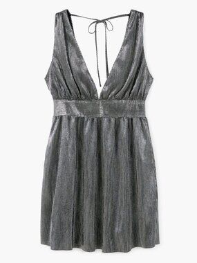 MANGO Plissé-Lamé Dress